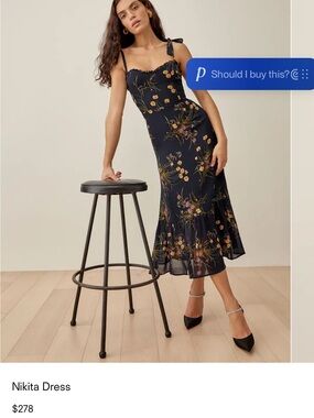 Reformation Nikita Floral Midi Dress in navy